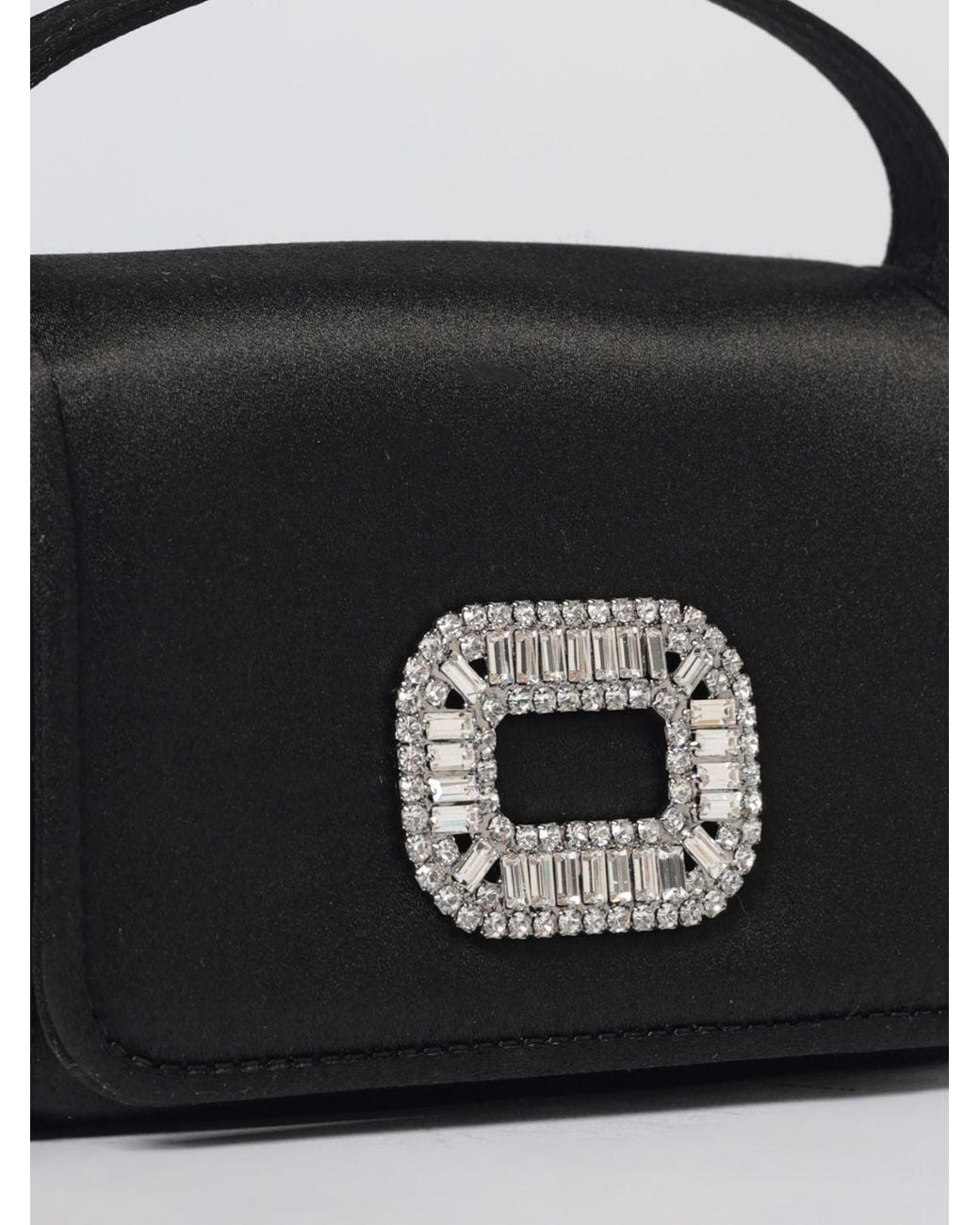 Roger Vivier Black Pilgrim Satin Bag With Jewel Buckle