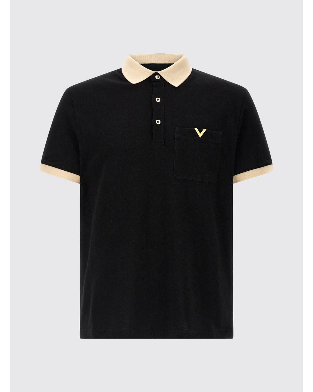 Valentino Black Cotton Polo Shirt With Vlogo for men