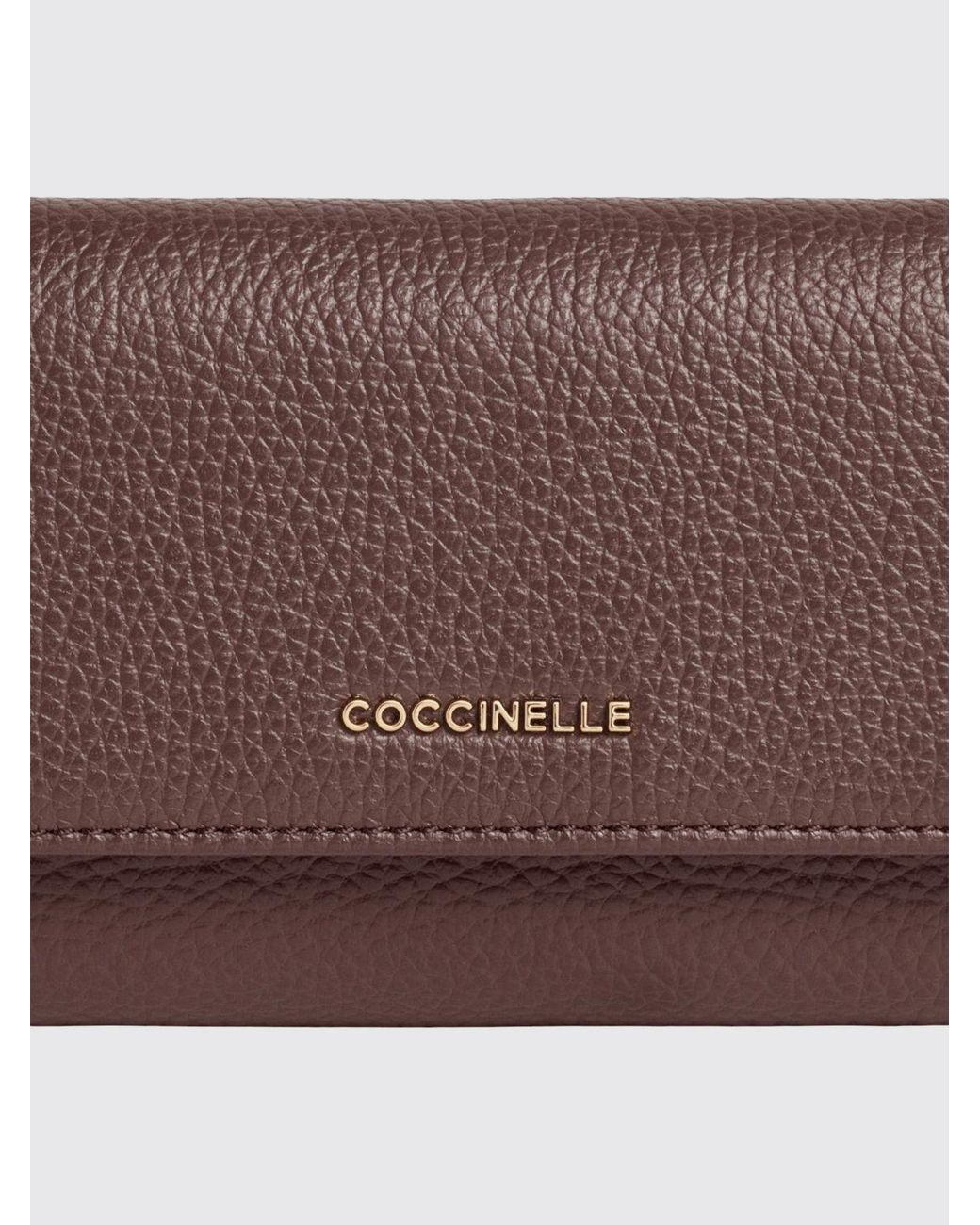 Coccinelle Brown Metallic Soft Tri-Fold Grained Leather Wallet