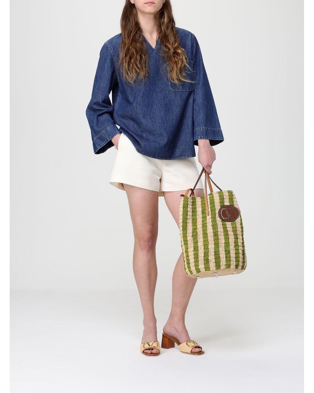 Valentino Blue Cotton Denim Blouse