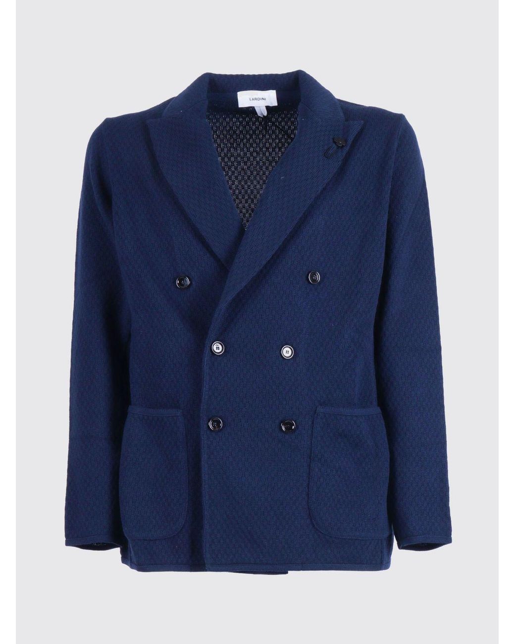 Lardini Blue Cotton Double-Breasted Blazer for men
