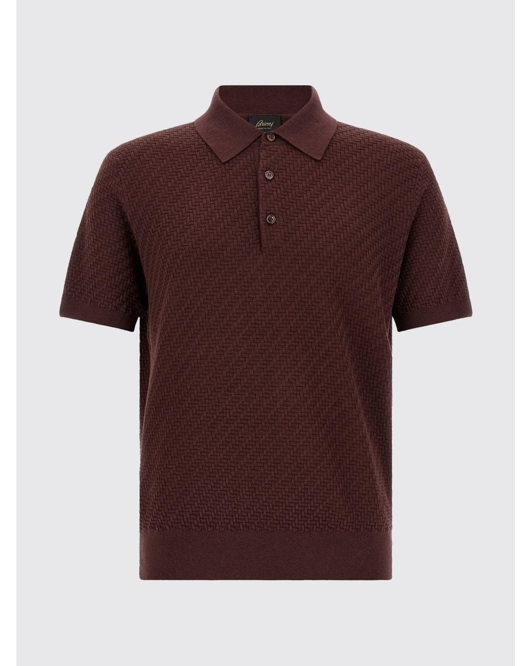 Brioni Red Slim Fit Knit Polo Shirt for men
