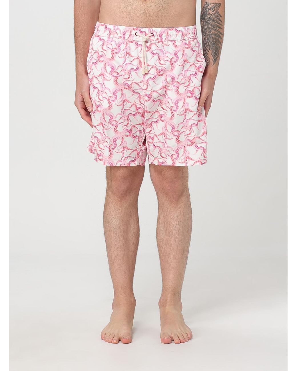 Kampos Pink Patterned Nylon Swim Shorts for men