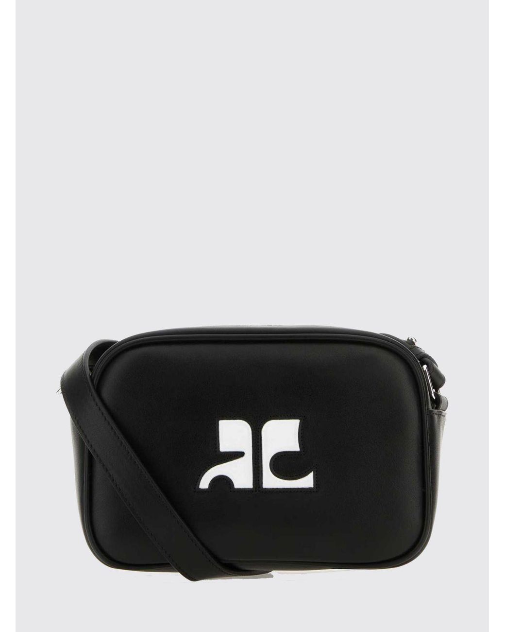 Courreges Black CourrÈ Ges Reedition Leather Crossbody Bag With Contrast Logo