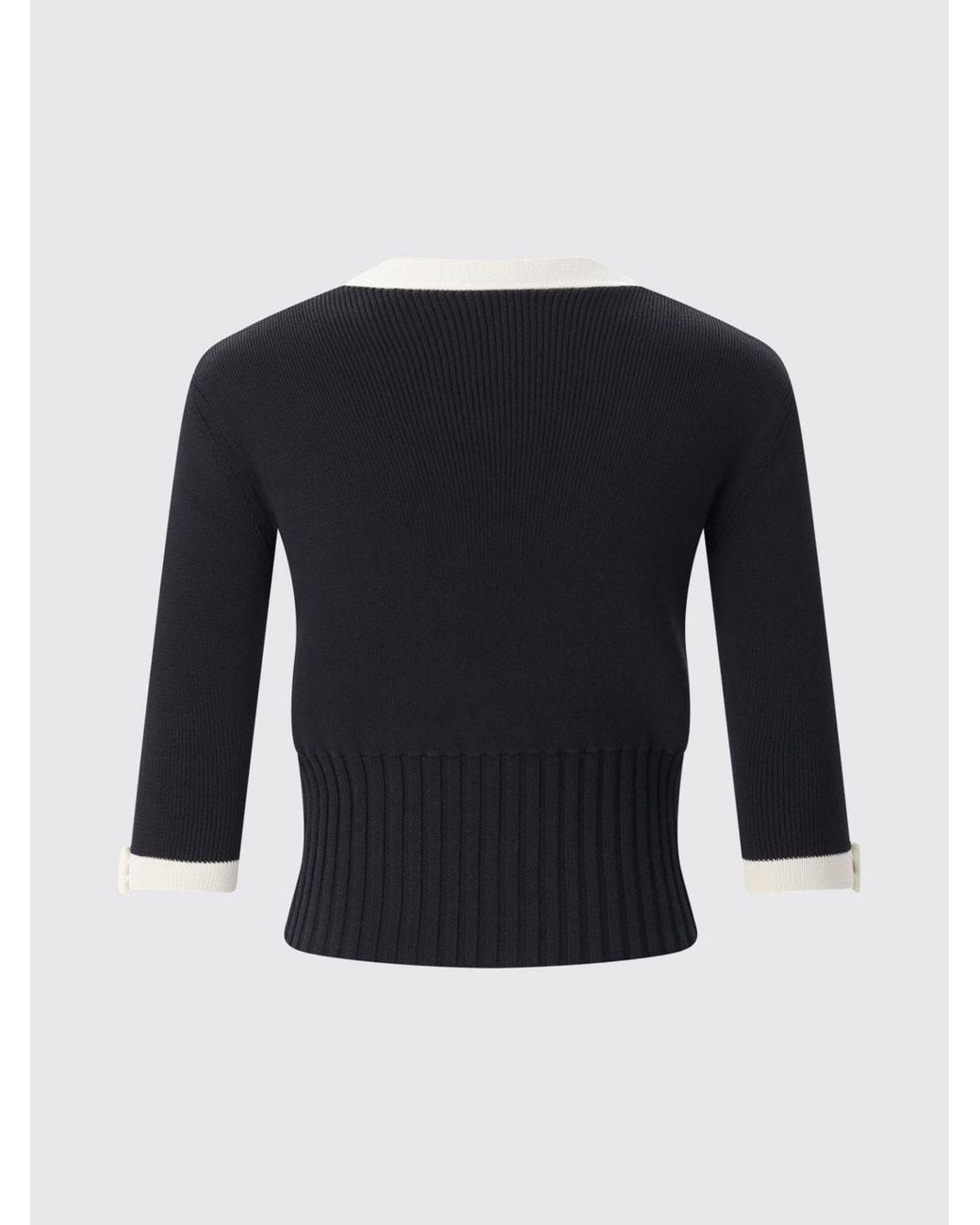 Valentino Garavani Black Cropped Bicolor Cotton Cardigan With Vlogo Signature