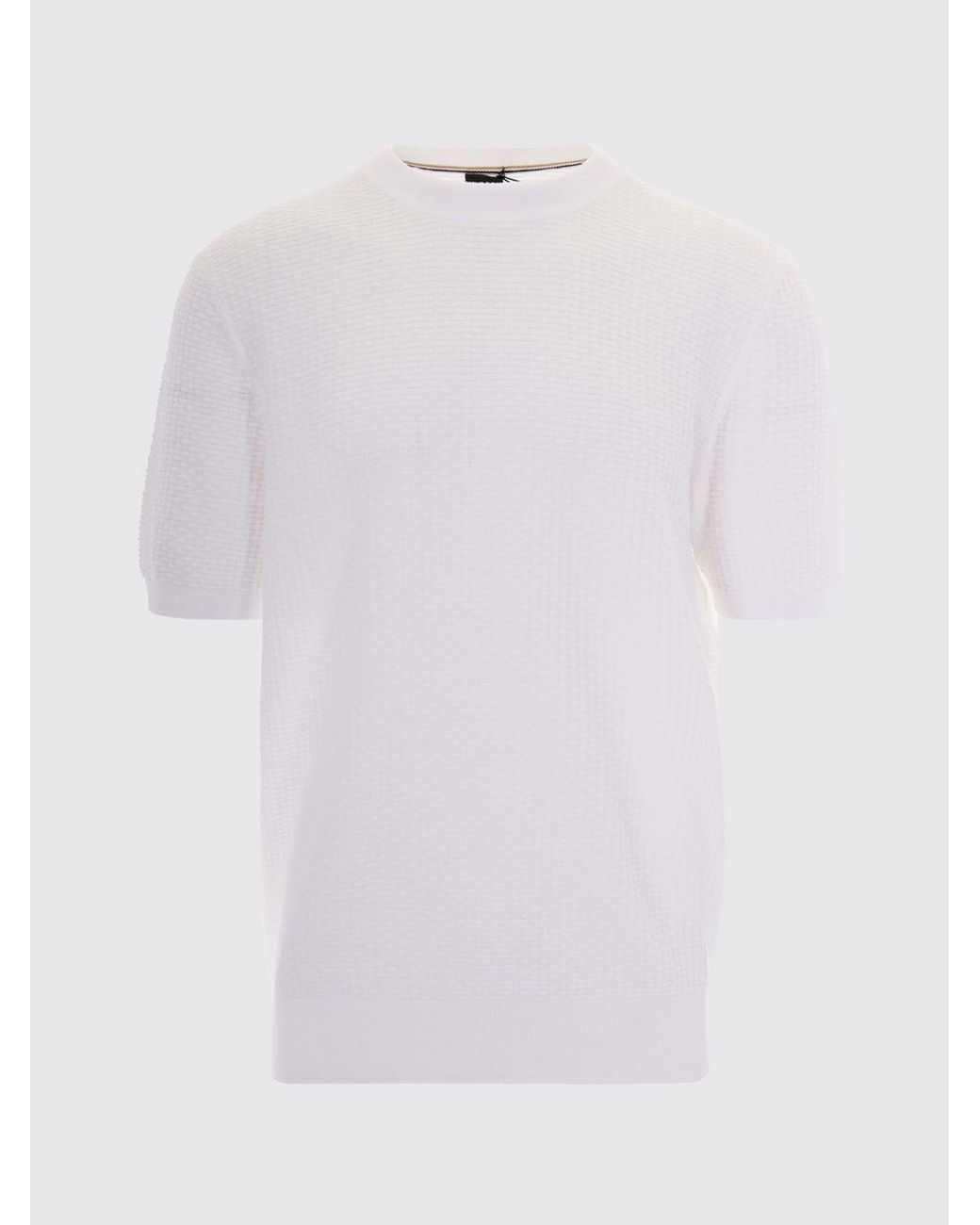 Boss White Cotton Crew Neck Sweater for men