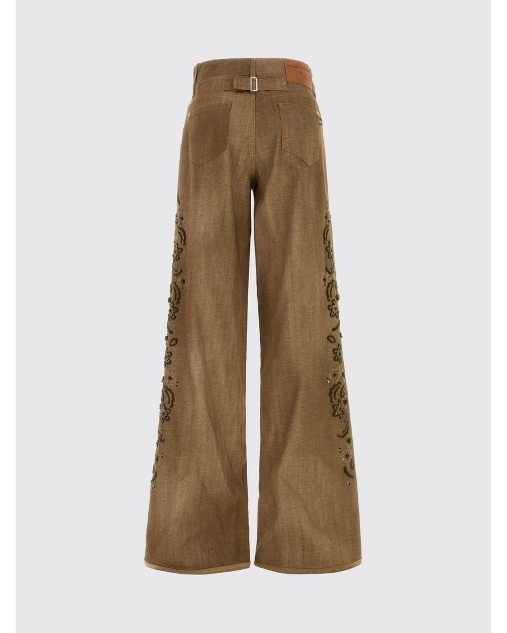 Ermanno Scervino Brown Embroidered Openwork Viscose Flare Trousers