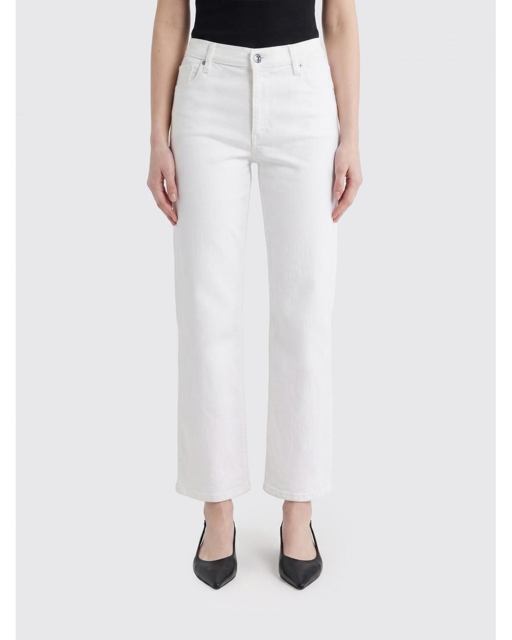 Jeans De Denim De Algodón The Seamed FRAME de color White