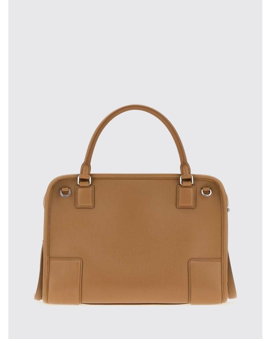 Loewe Brown Amazona 180 Calfskin Leather Handbag With Removable Shoulder Strap