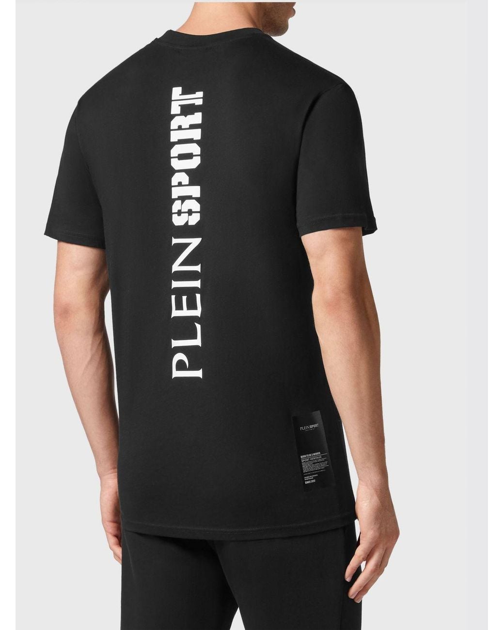 Philipp Plein Black Jersey T-Shirt With Back Logo Print for men