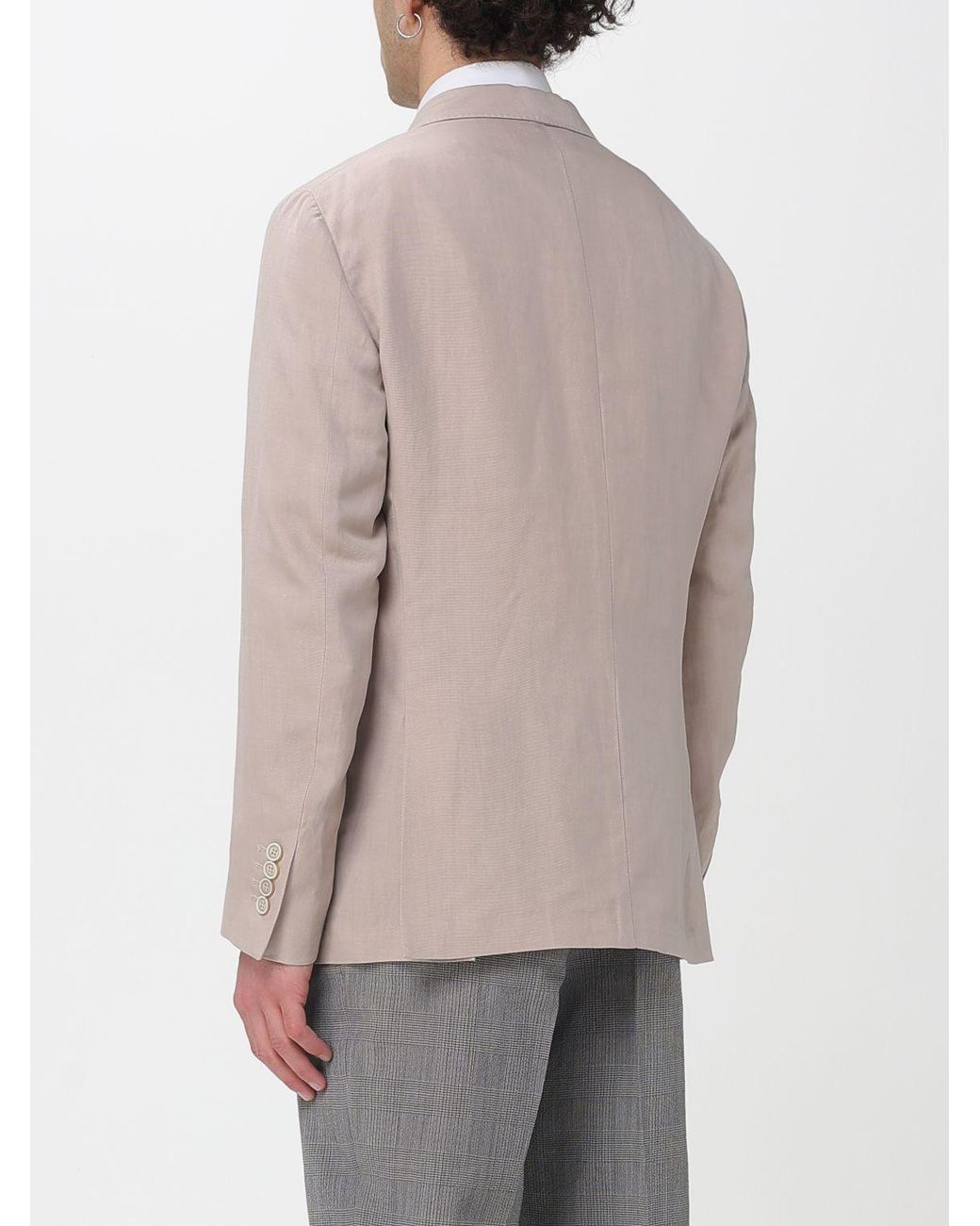 Eleventy Natural Single Breasted Linen Blend Blazer for men