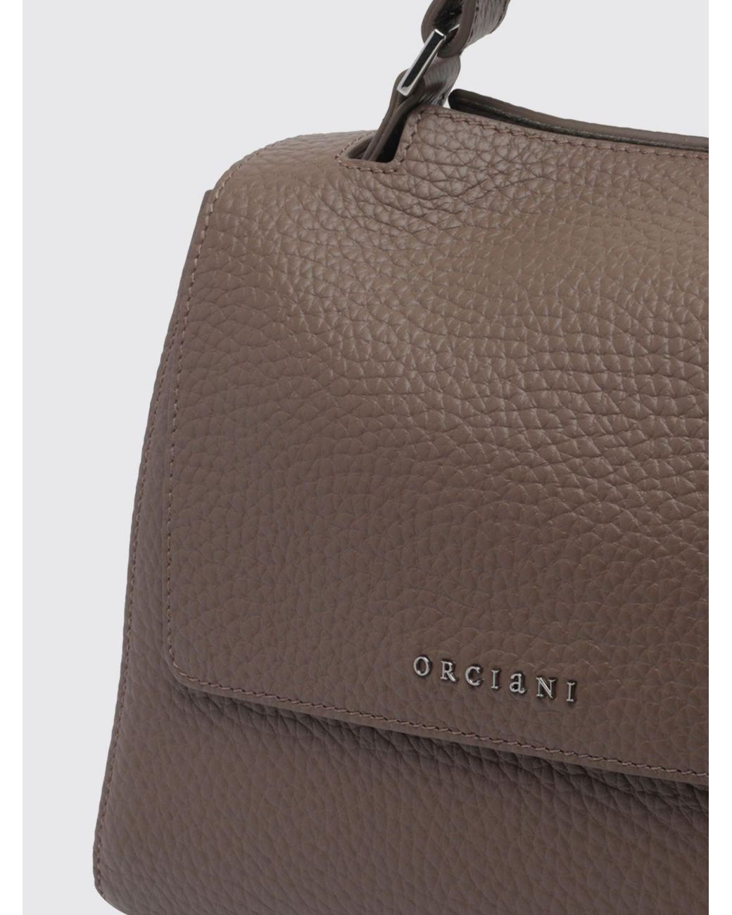 Orciani Brown Sveva Hammered Leather Handbag With Handle And Shoulder Strap