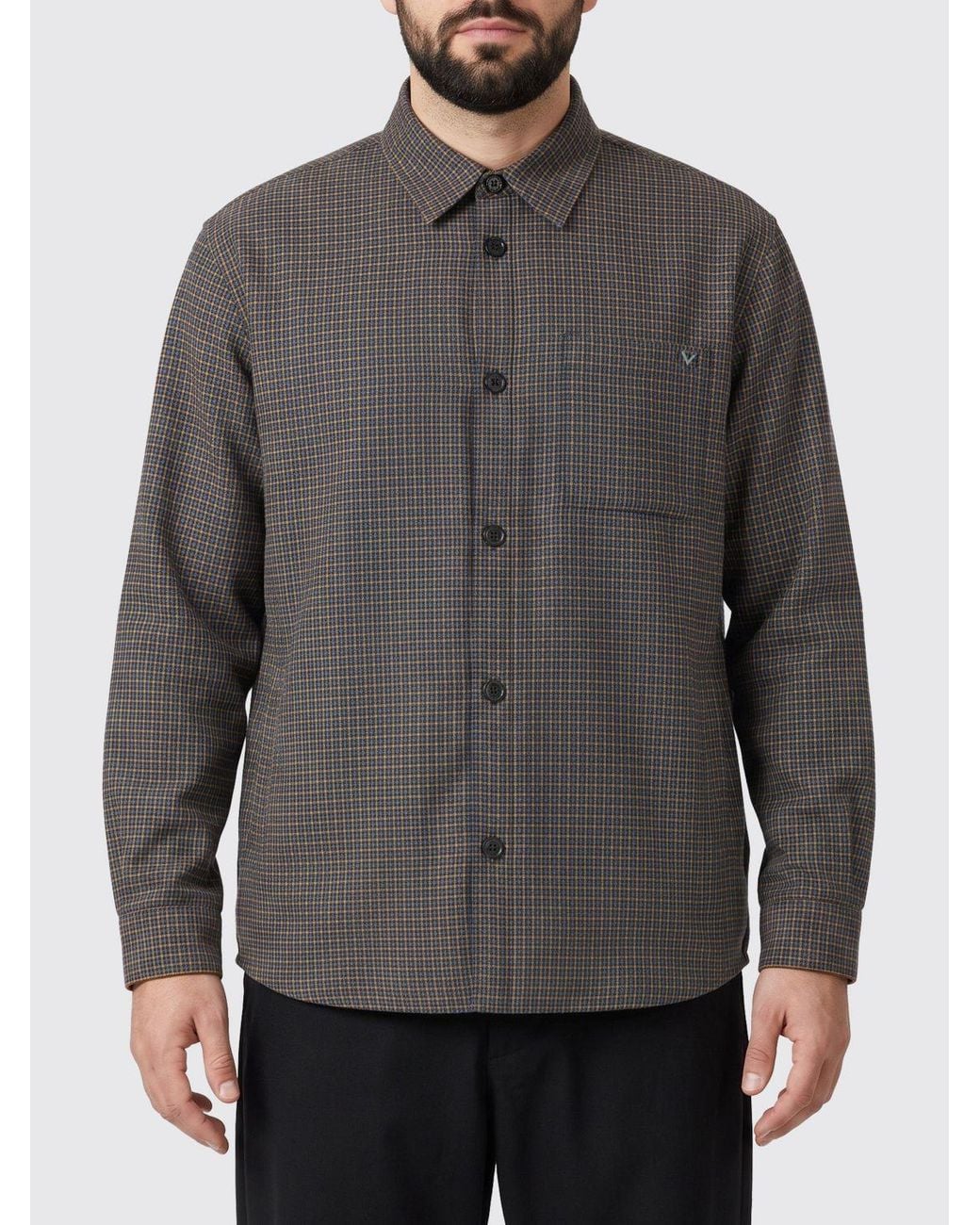 Valentino Garavani Gray Vlogo Signature Check Wool Shirt Jacket for men