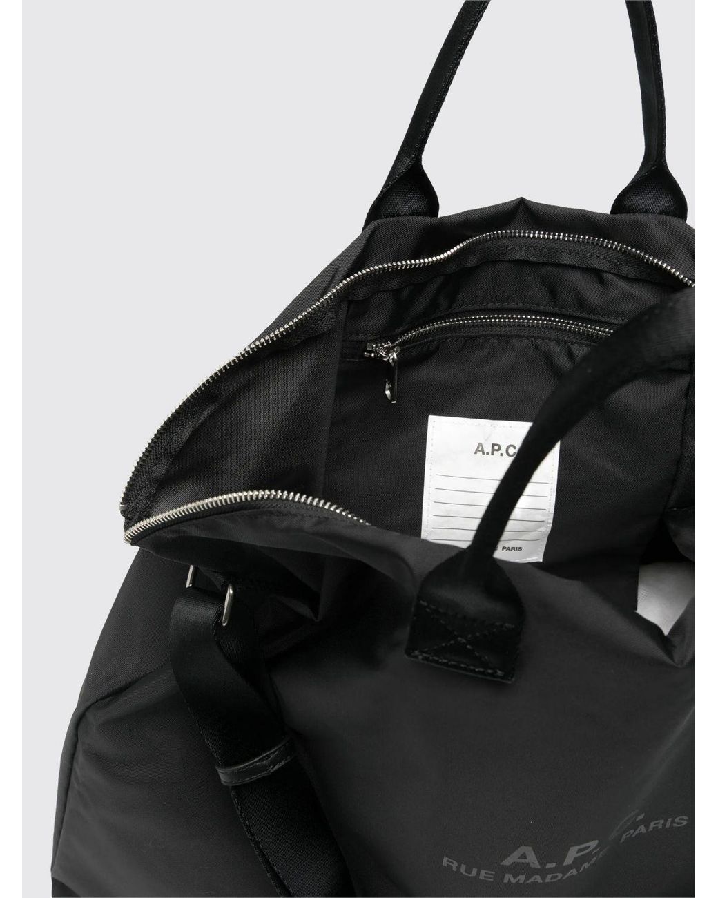 A.P.C. Black Backstage Nylon Tote Bag With Double Handle And Shoulder Strap for men