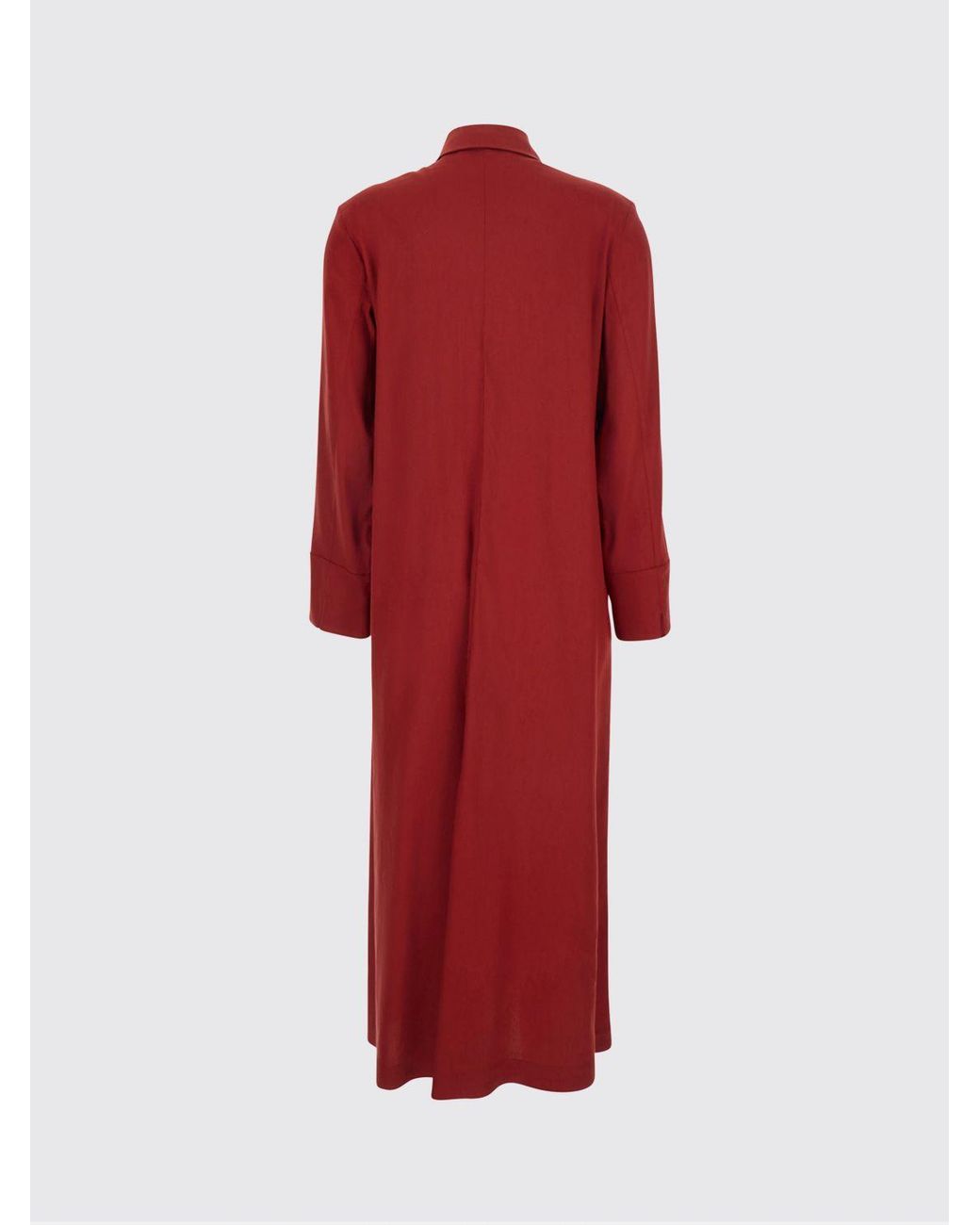 Max Mara Pure Red Long-Sleeved Linen-Blend Midi Shirtdress
