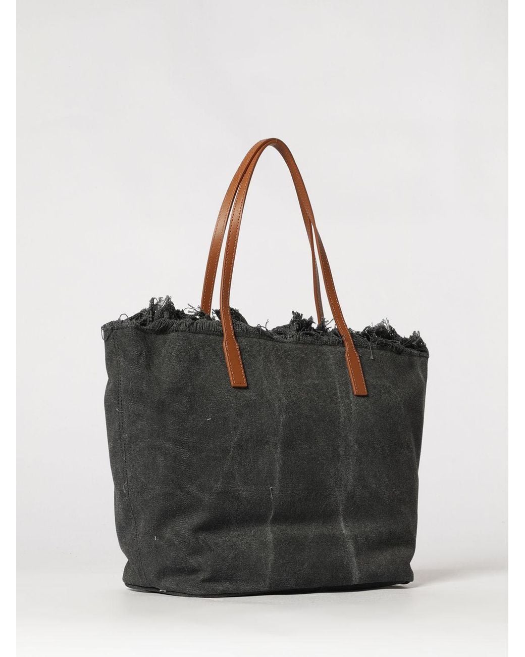 Mc2 Saint Barth Black Cotton Blend Shoulder Bag With Logo
