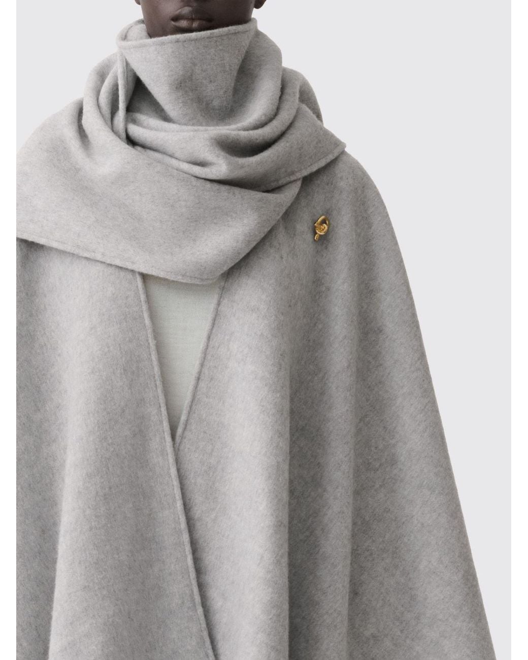 Fabiana Filippi Gray Asymmetric Shawl Collar Cape
