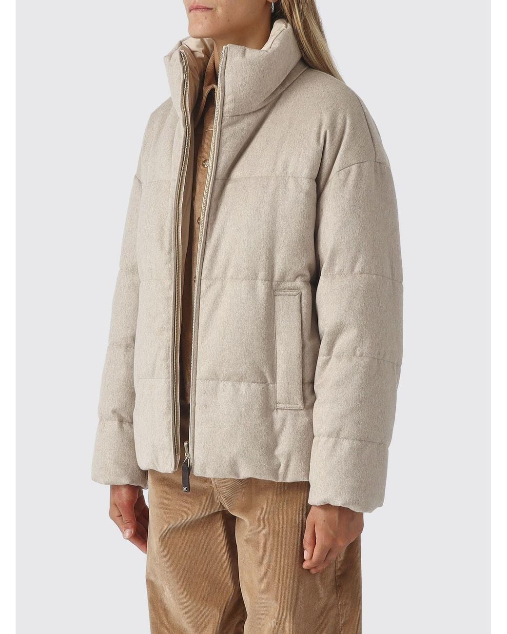 Max Mara Natural Divina Reversible Cashmere Puffer Jacket With High Neck