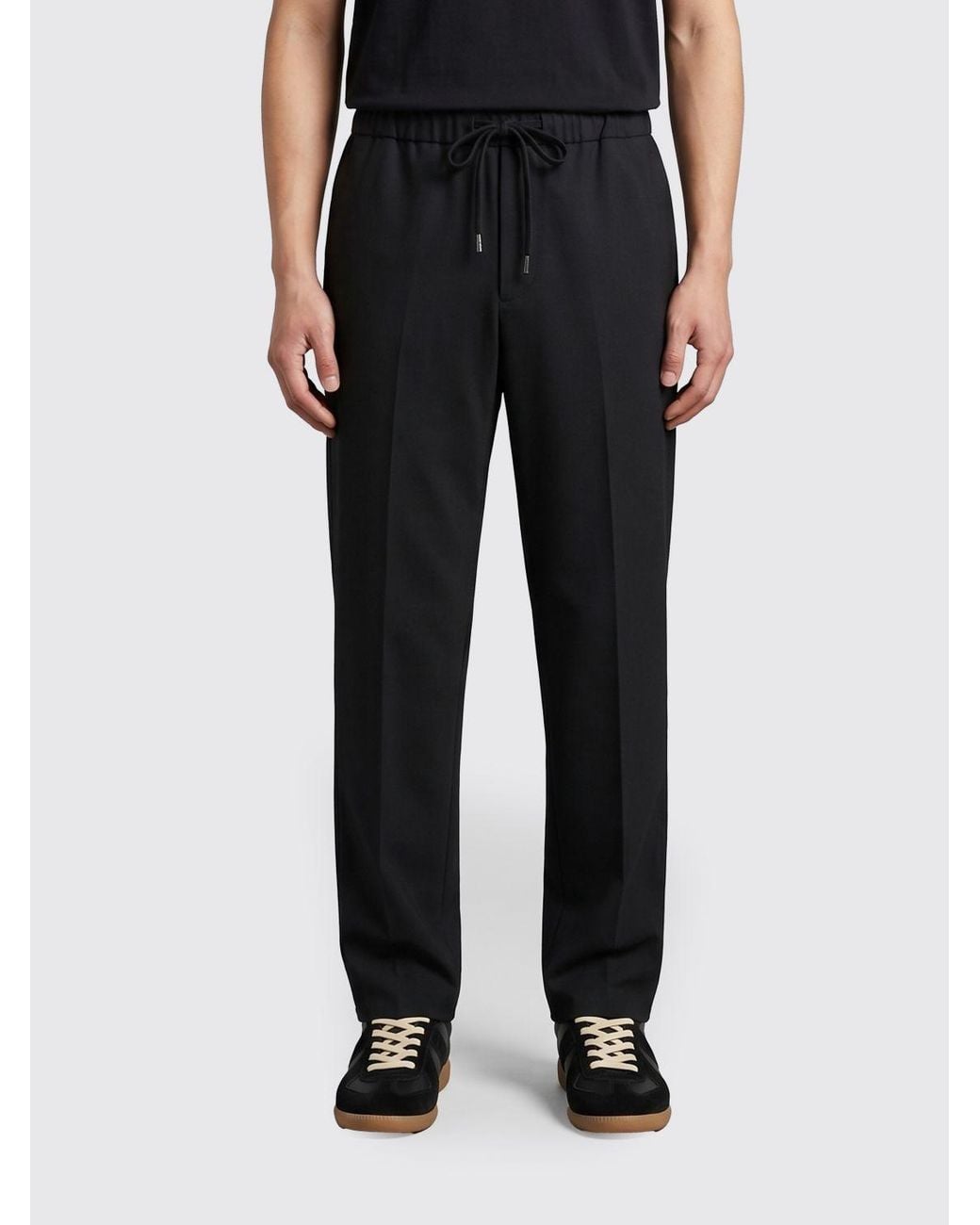 MM6 by Maison Margiela Black Wide-Leg Wool-Blend Trousers With Drawstring Waist for men