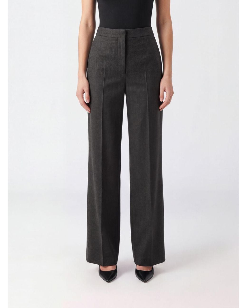 Max Mara Black Campo High-Waisted Wide-Leg Trousers