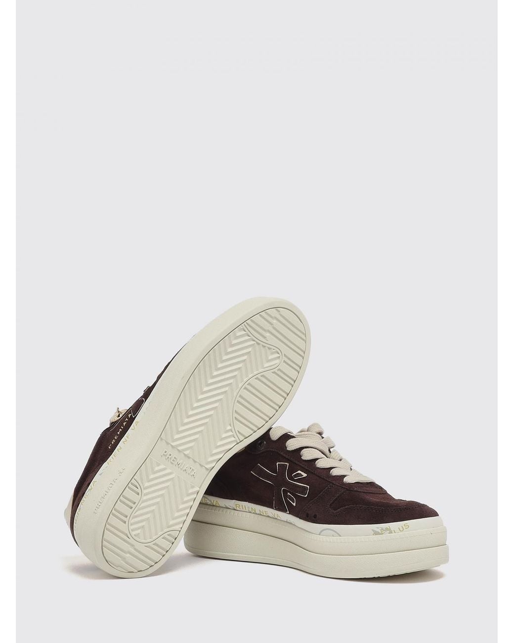 Premiata White Micol Leather And Suede Platform Sneakers