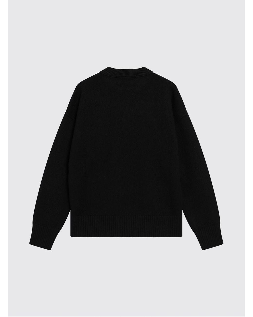 AMI Blue Crew-Neck Wool Jumper With Contrast Logo for men