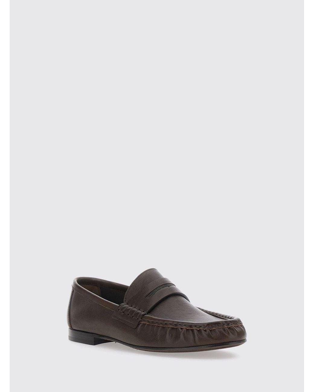 Brunello Cucinelli White Penny Loafers