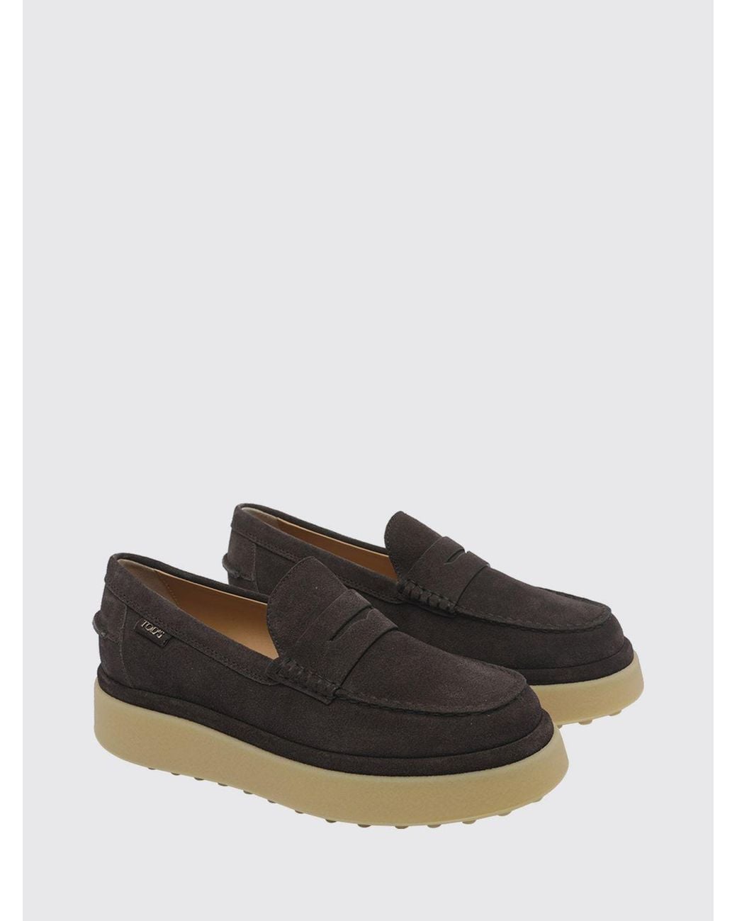Tod's White Suede Platform Penny Loafers With Rubber Sole