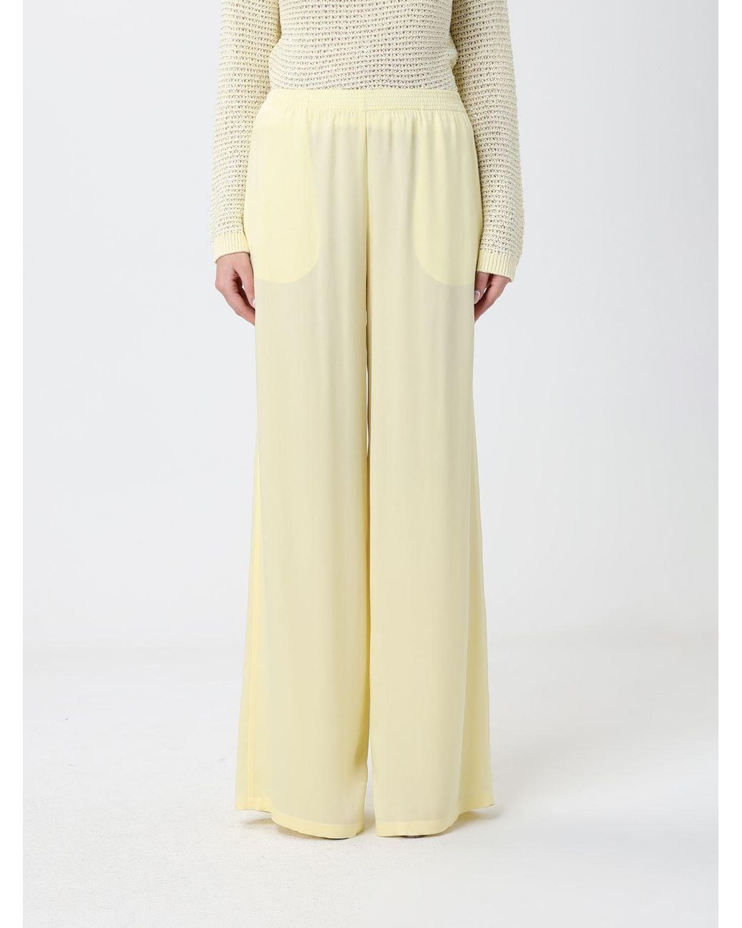 Fabiana Filippi Natural Satin Palazzo Trousers