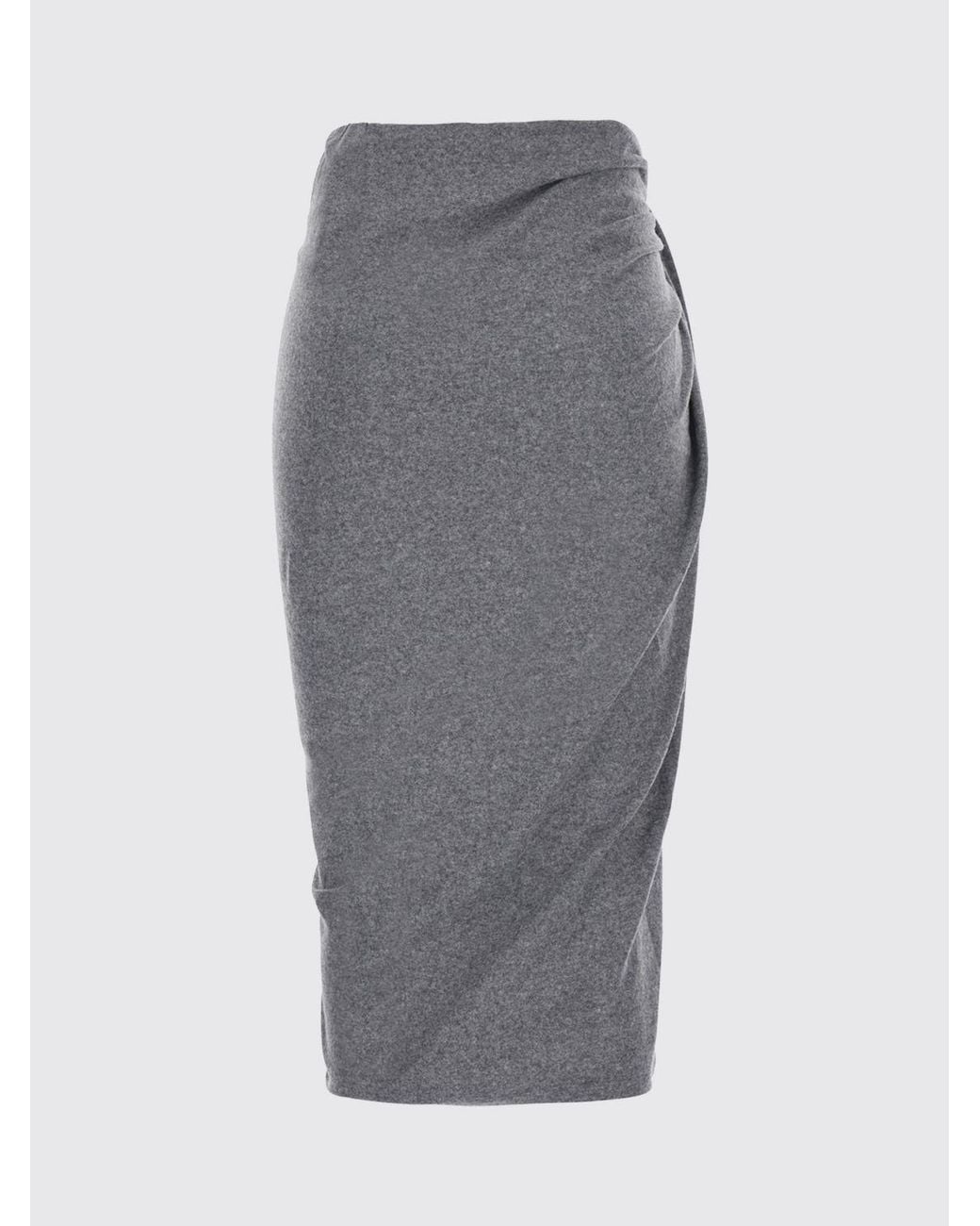 Isabel Marant Gray Draped Cotton-Blend Slim Fit Midi Pencil Skirt