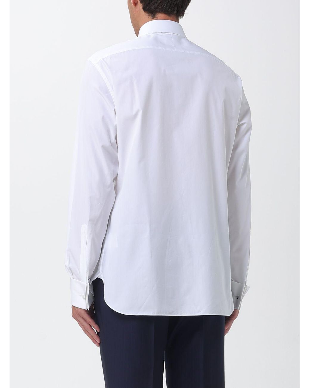 Zegna White Cotton And Silk Poplin Classic Shirt for men