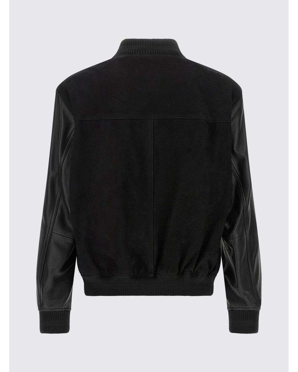 Boss Black Faux Leather Varsity Bomber Jacket With Tone-On-Tone Logo for men