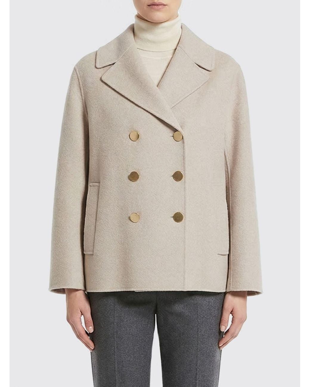 Max Mara Natural Double-Breasted Coat