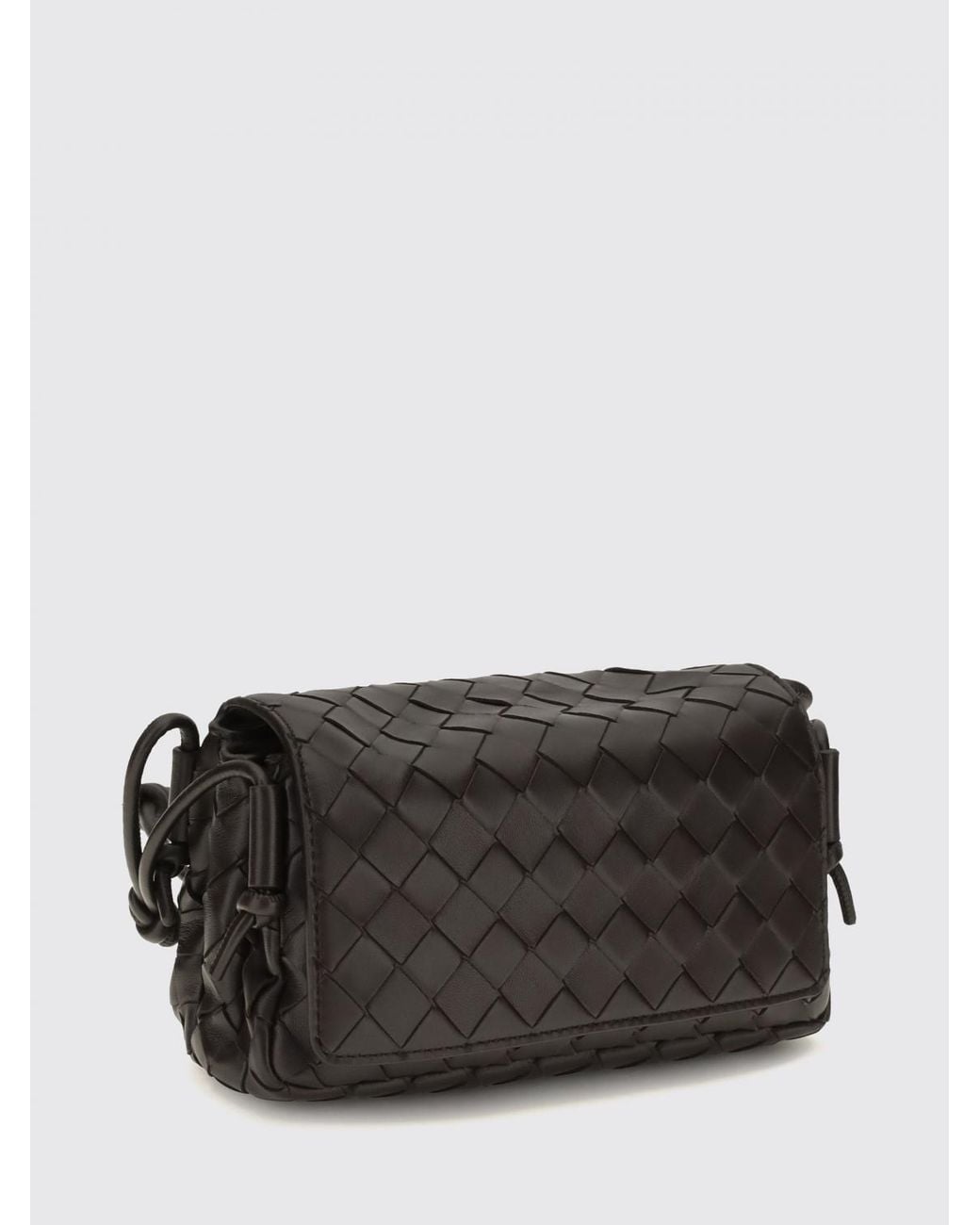 Bottega Veneta Black Notturno Woven Leather Shoulder Bag With Knotted Strap