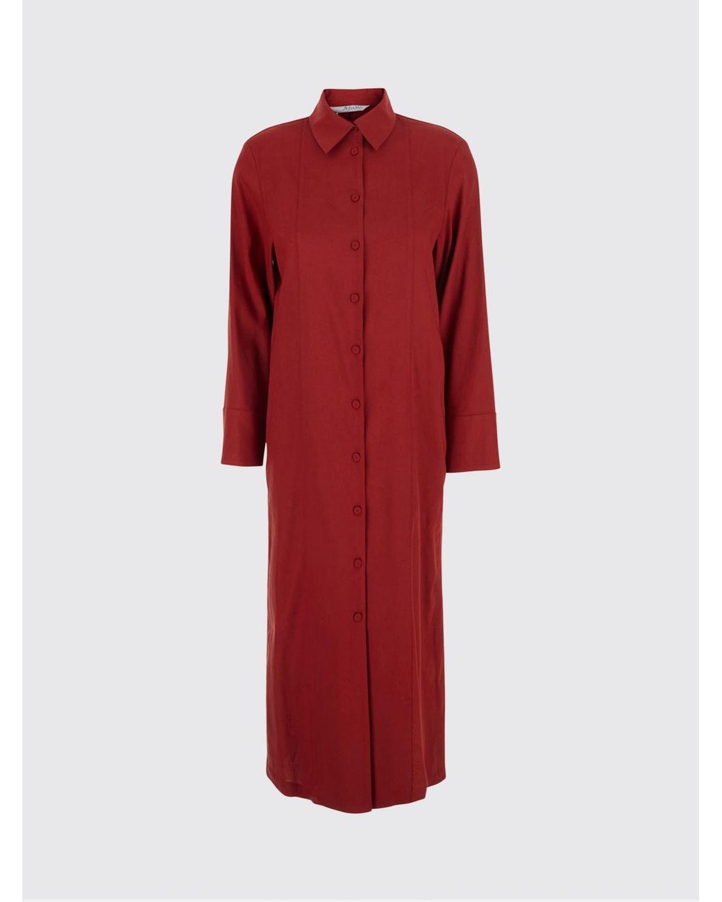 Max Mara Pure Red Long-Sleeved Linen-Blend Midi Shirtdress