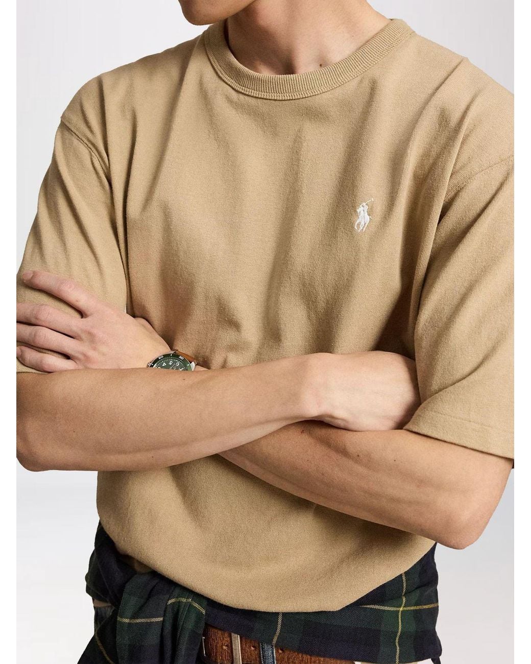 Polo Ralph Lauren Blue Crewneck Cotton T-Shirt With Contrasting Embroidered Logo for men