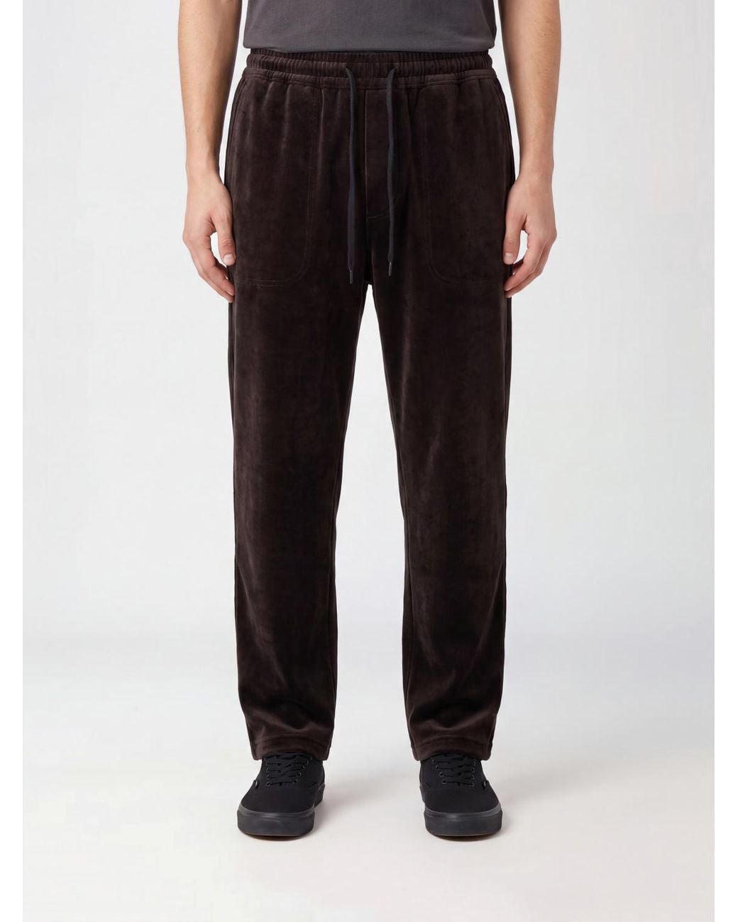 Y-3 Black Velvet Trousers With Drawstring Waist And Side Pockets for men
