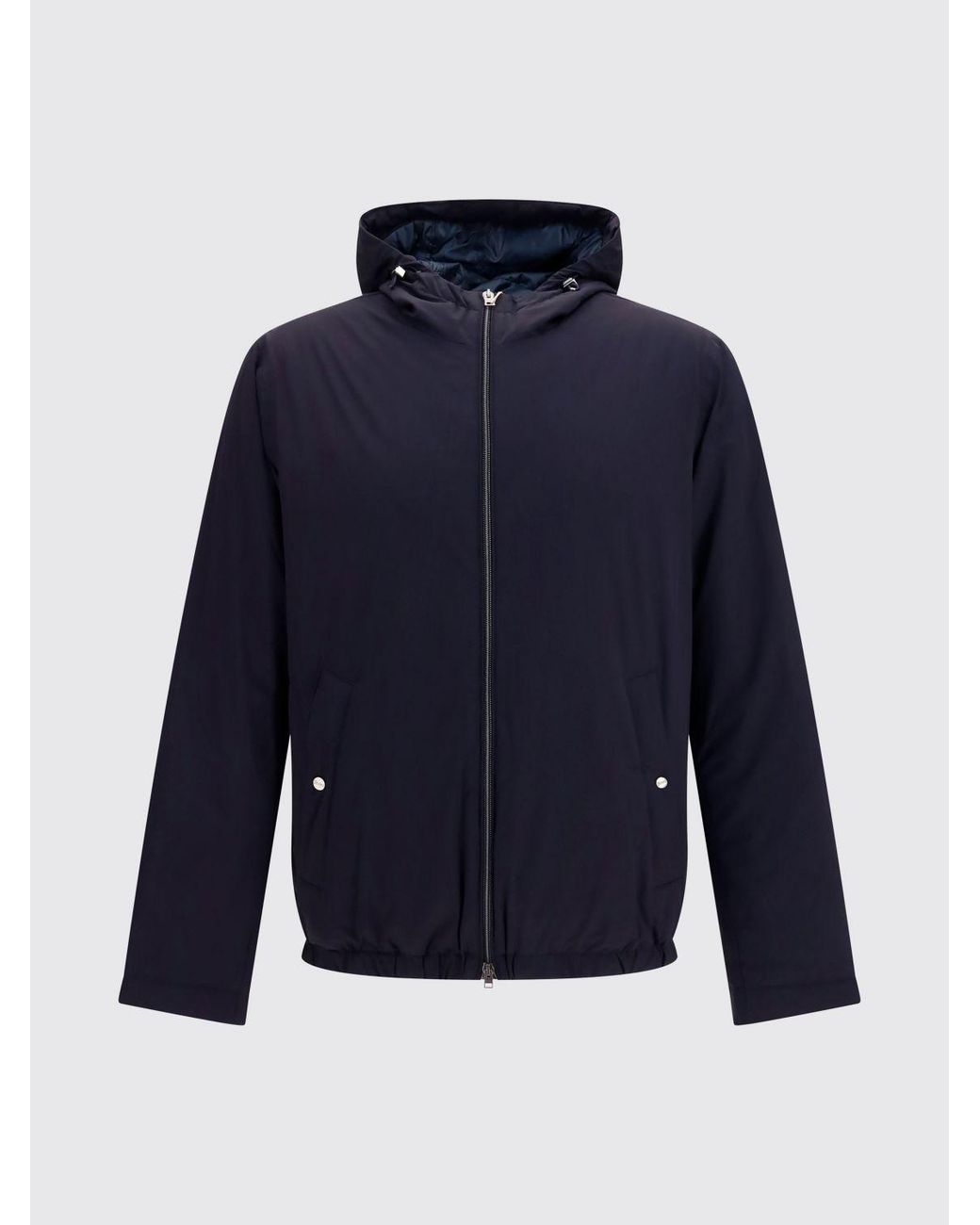 Herno Blue Padded Nylon Windbreaker Jacket With Hood And Elasticated Hem for men