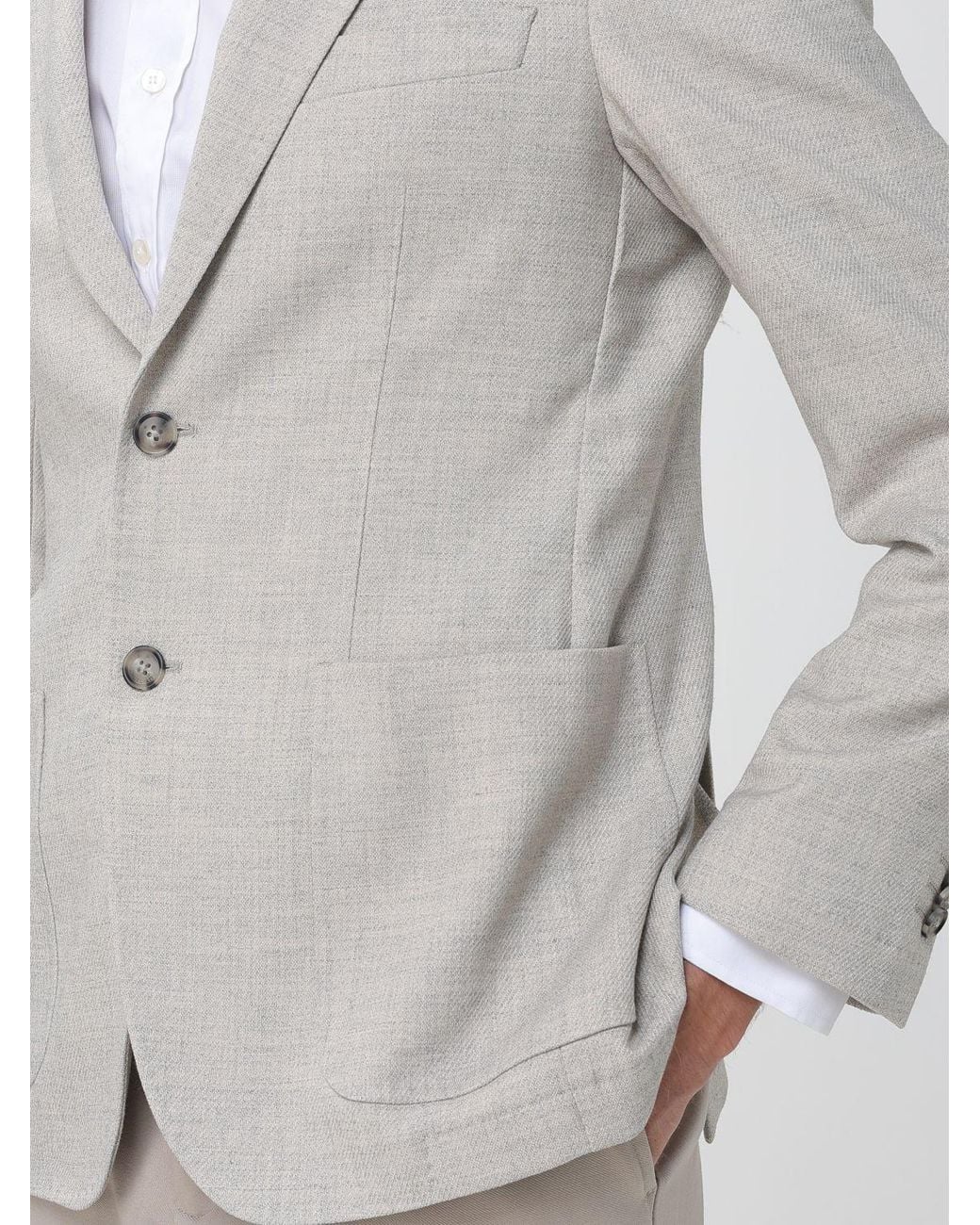 Manuel Ritz Gray Slim Fit Single-Breasted Viscose Blend Blazer With Peak Lapels for men