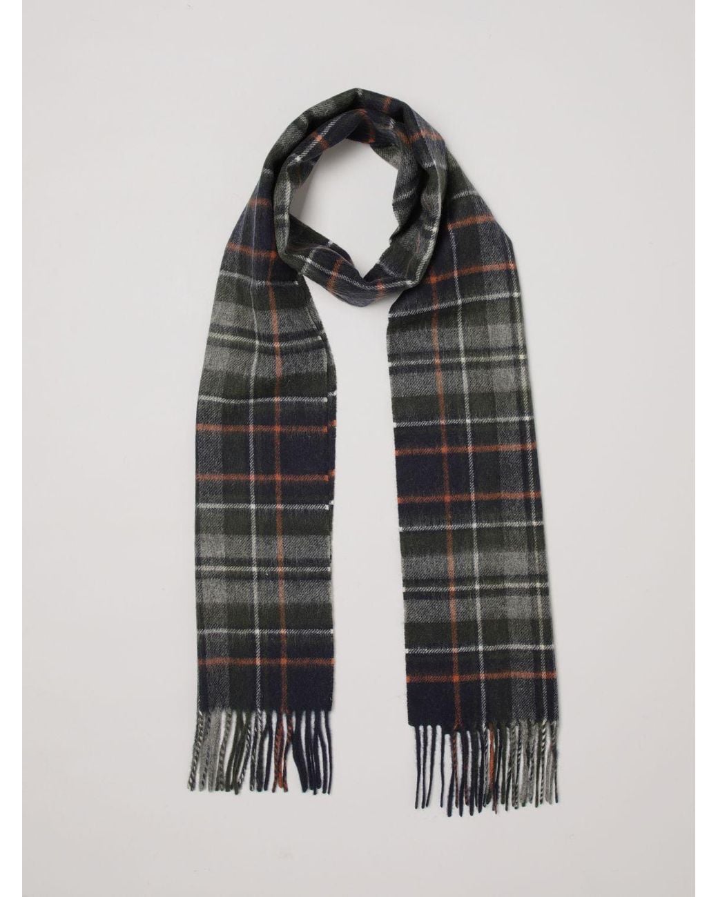 Barbour Gray Tartan Pattern Scarf for men