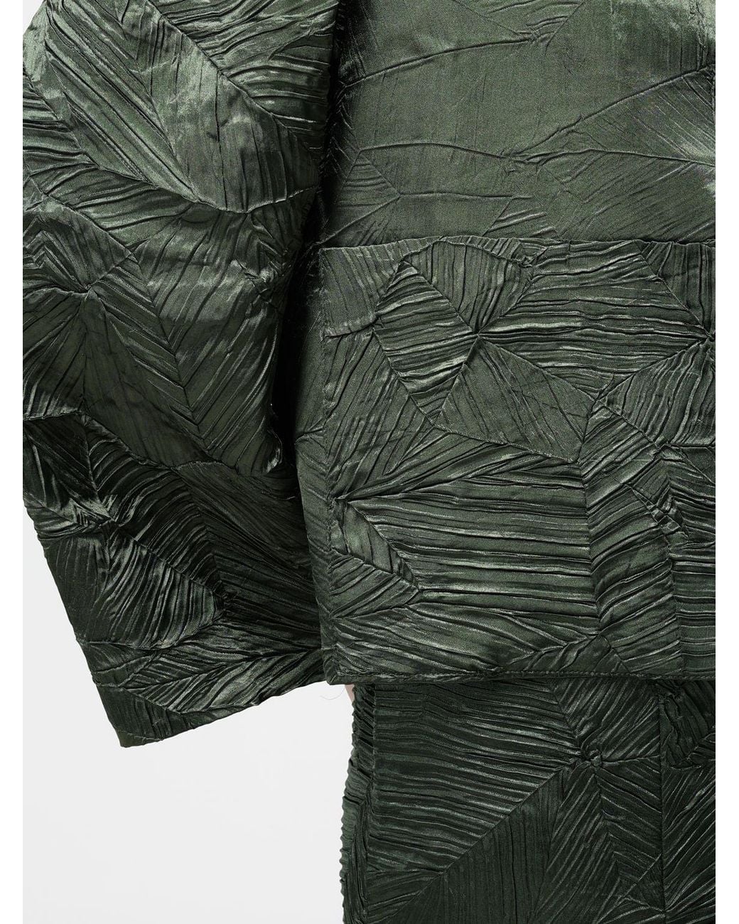 MEIMEIJ Green Cropped Pleated Relaxed Fit Jacket