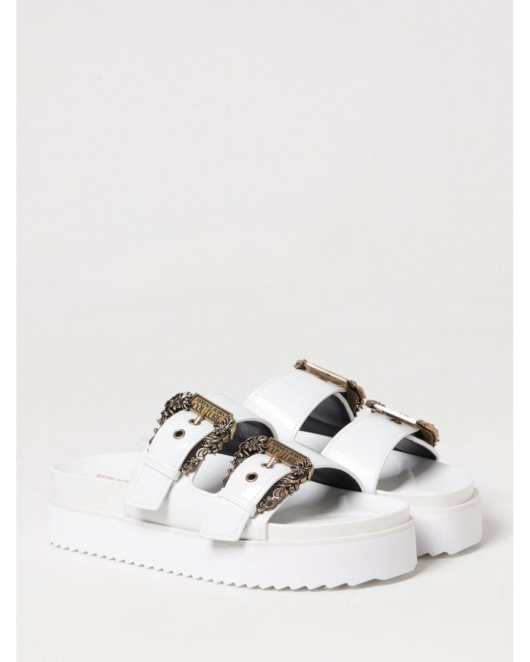 Versace Jeans Couture White Flat Sandals