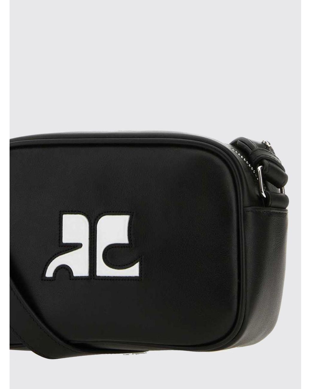 Courreges Black CourrÈ Ges Reedition Leather Crossbody Bag With Contrast Logo