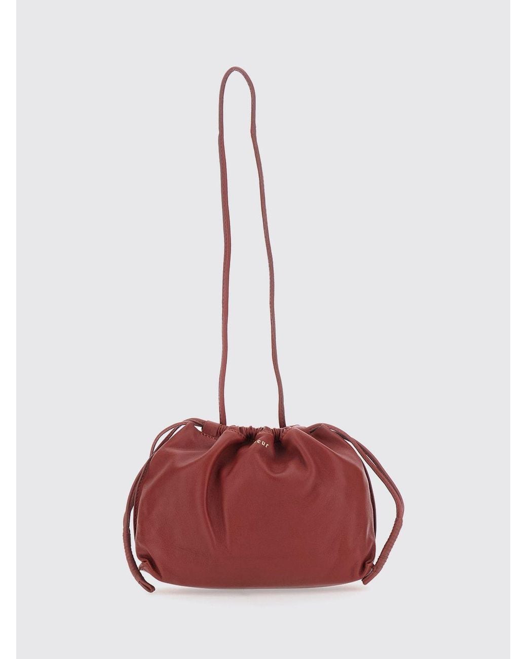 Soeur Red Suzette Small Leather Bucket Bag With Drawstring Closure