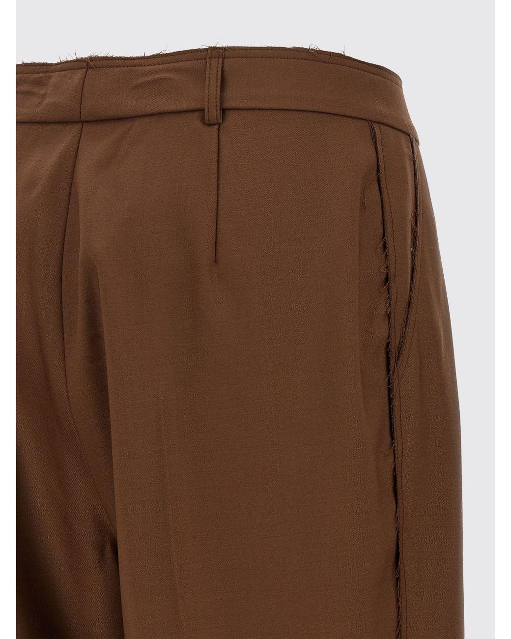 Gianluca Capannolo Brown High-Waisted Straight-Leg Wool Tailored Trousers With Darts