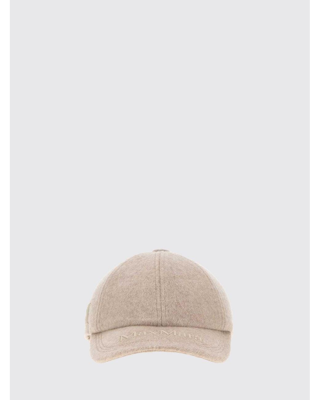 Max Mara Natural Tonal Embroidered-Logo Cashmere Baseball Cap With Rigid Visor