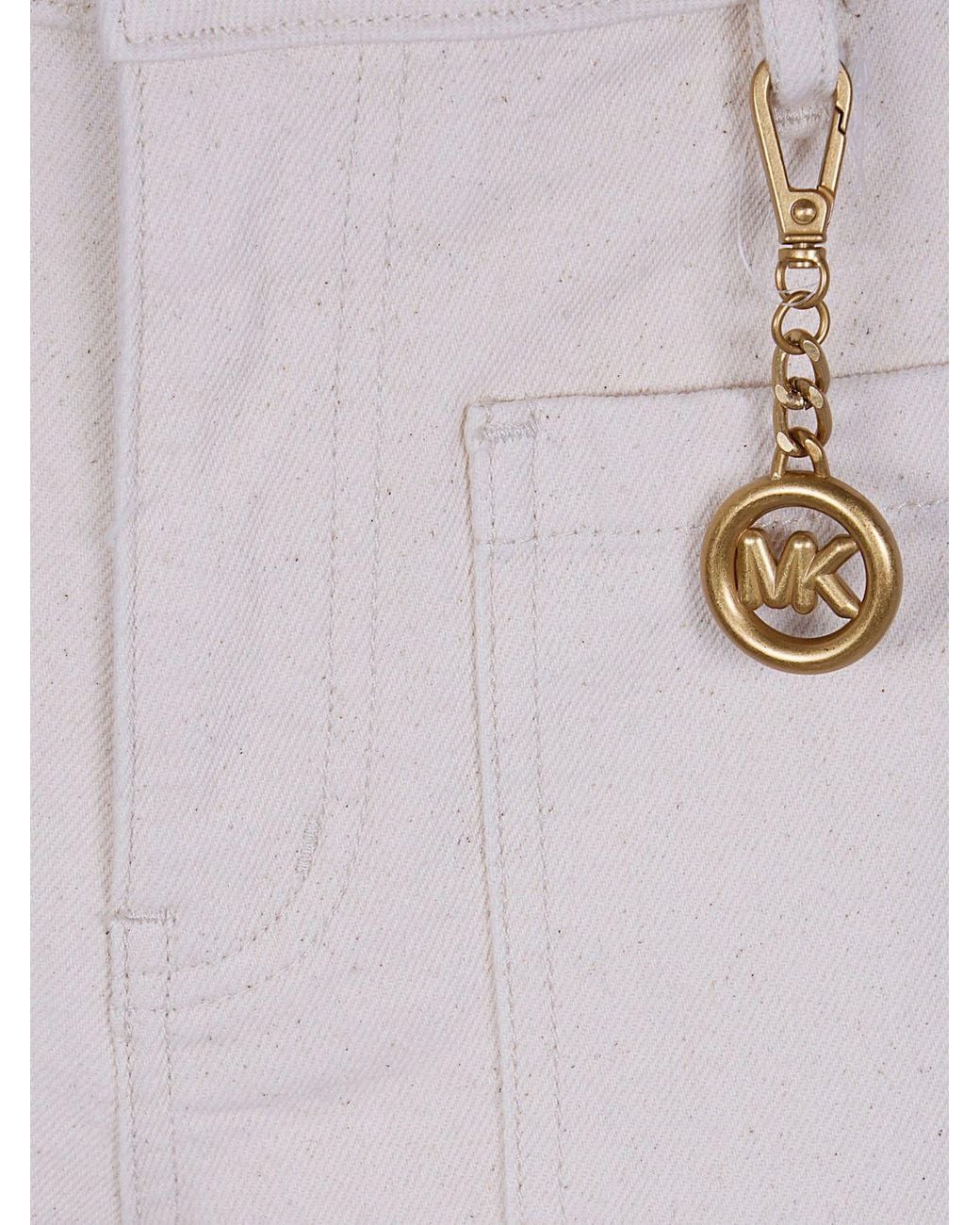 Michael Kors Pink Violette High-Waisted Wide-Leg Jeans With Decorative Charm