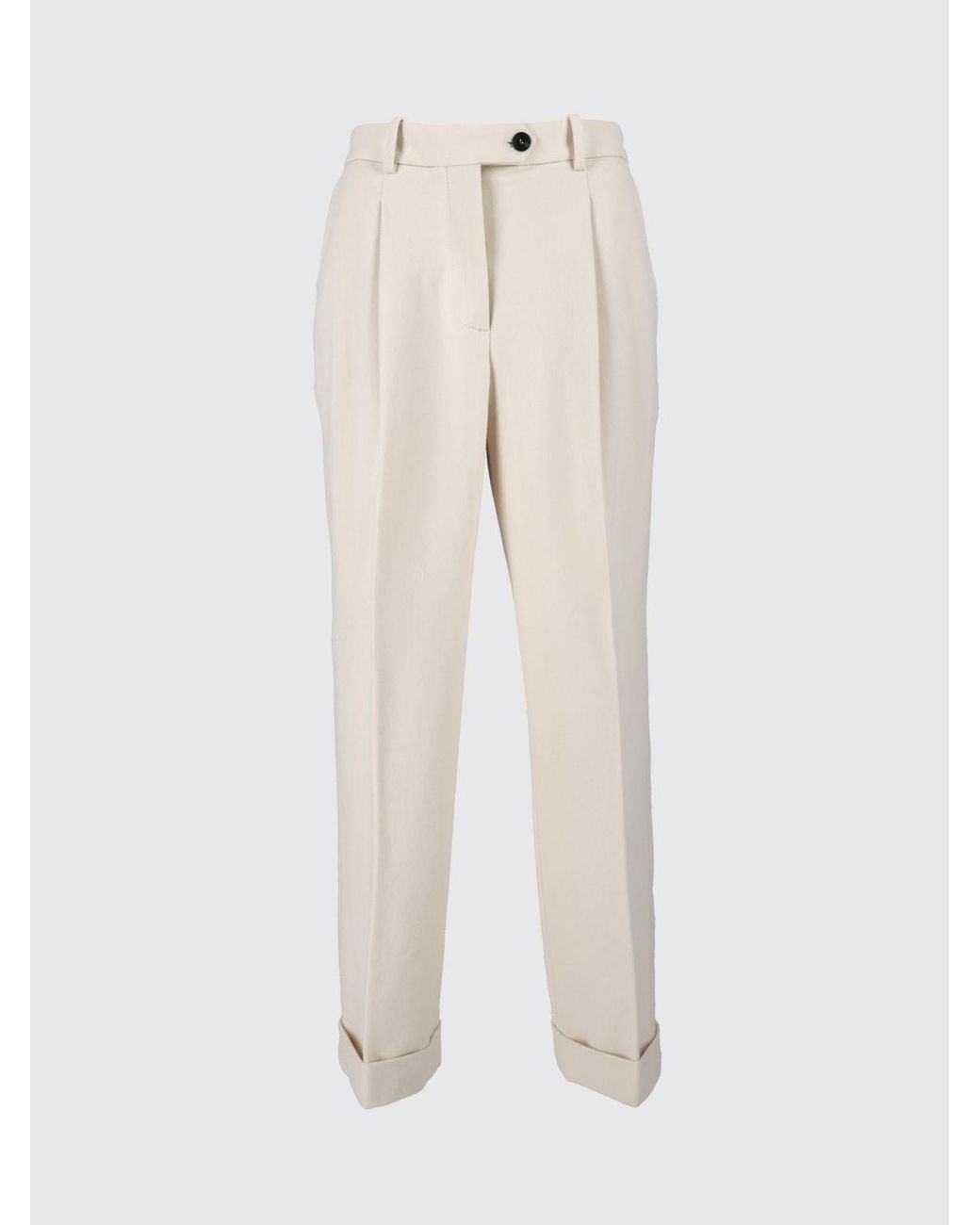 Circolo 1901 White High-Waisted Wide-Leg Cotton Blend Trousers