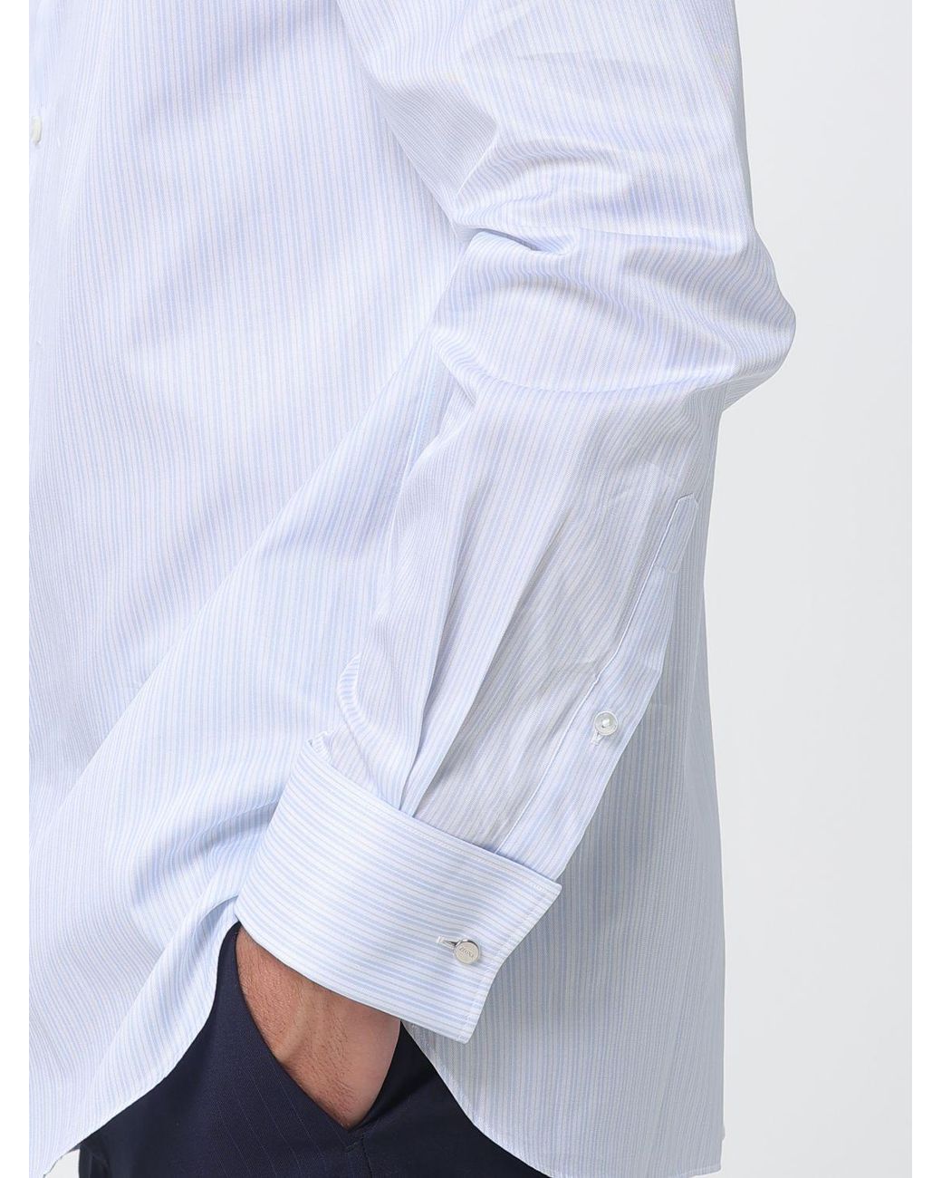 Zegna White Classic Striped Poplin Shirt for men