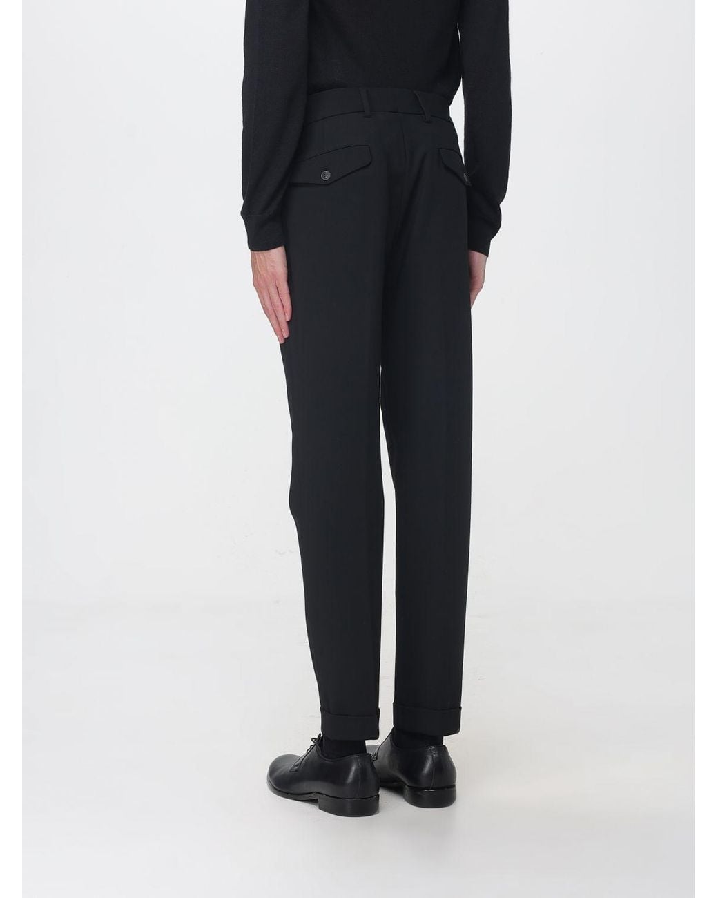 Manuel Ritz Black Slim Fit Pleated Chino Trousers With Off-Center Closure for men